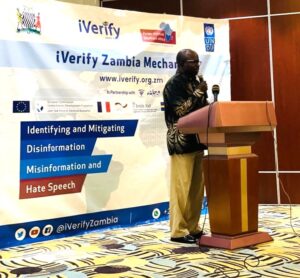 The late Zambia Police Deputy Spokesperson, Mr Danny Mwale, during ana iVerify Zambia workshop in July 2022