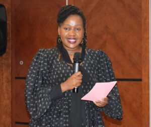 Open Spacs Zambia Chief of Party, Ms. Teldah Mawarire making her remarks during the meeting 