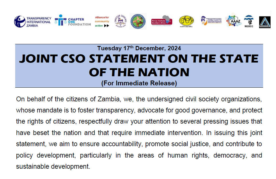 JOINT CSO STATEMENT ON THE STATE OF THE NATION, ISSUED ON 17TH DECEMBER 2024